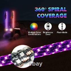 Pair 5ft Spiral LED Whip Light Antenna Flag for UTV ATV Polaris RZR 1000 Can Am