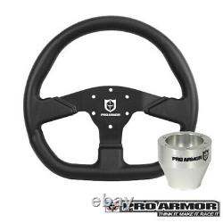 Pro Armor D Shape Steering Wheel Black Grey Can-Am Polaris + Silver Hub