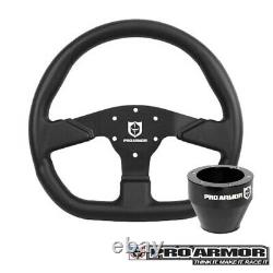 Pro Armor D-Shape Steering Wheel Black + SBlack Hub RZR 800/900/1000 Can-Am X3