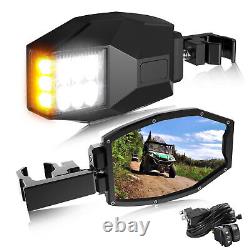 Rear Side View Mirror Kit for UTV Polaris RZR with Amber Sequential Turn Signals