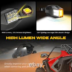 Rear Side View Mirror Kit for UTV Polaris RZR with Amber Sequential Turn Signals