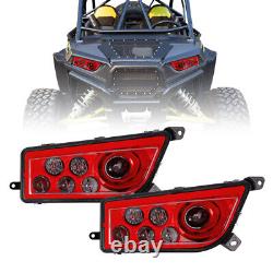 Red ATV LED Headlights Sealed Beam For 14-19 Polaris RZR 900 XP 4 1000 General