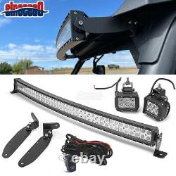 Roof 42 Curved LED Light Bar Light Pods Mount Wire Kit For Polaris General 1000