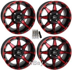STI HD6 UTV Wheels/Rims Red/Black 14 Polaris RZR 1000 XP (4)