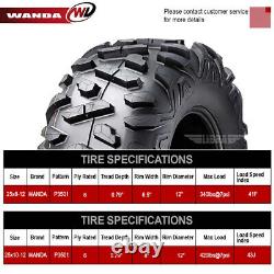 UTV ATV Tires 25X8-12 25X10-12 WANDA for 2009-2014 POLARIS RANGER RZR 800 Set 4