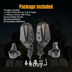 UTV Adjustable Rear view Side Mirror Kit withLED Light Turn Signal for Polaris RZR