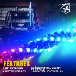 Xprite 4ft RGB Dancing Spiral LED Whip Lights Remote for ATV UTV Polaris RZR 4x4