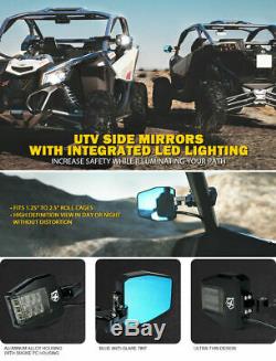Xprite Rear View Side Mirrors with LED Light fits 1.5-2 Rollbars Polaris RZR