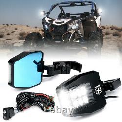 Xprite UTV Rear View Side Mirrors Set with LED Rock Lights for Polaris RZR Can-Am