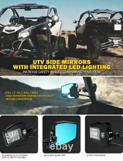 Xprite UTV Rear View Side Mirrors with LED Rock Lights for Polaris RZR XP Buggy